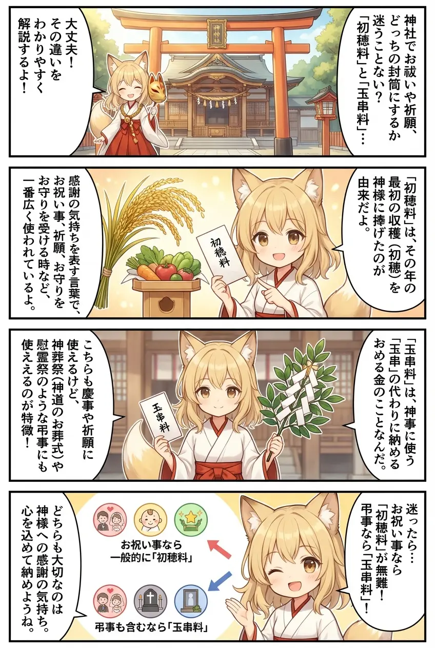 なんの神様.jp | 神社の「玉串料」と「初穂料」の違い|どっちを書く?迷ったときの決め方 なんの神様.jp | 神社の「玉串料」と「初穂料」の違い|どっちを書く?迷ったときの決め方