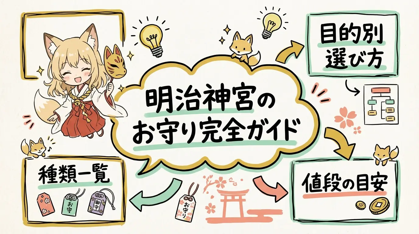 なんの神様.jp | 明治神宮のお守りの種類一覧｜目的別の選び方と値段の目安